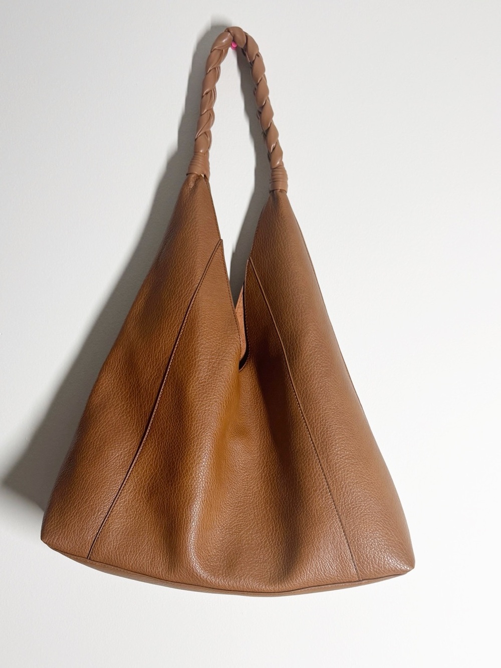Urban Expressions Brown Large Faux Leather Braided-Handle Hobo Bag - Picture 2 of 6